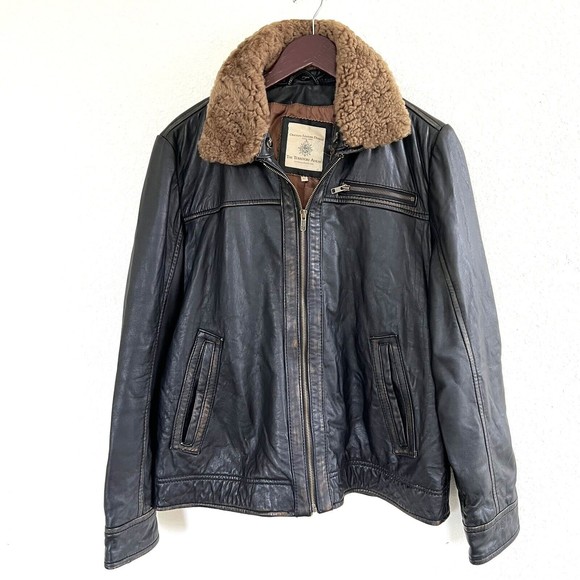The Territory Ahead Womens Leather Sherling Flight Bomber Jacket Size XL - Picture 1 of 8